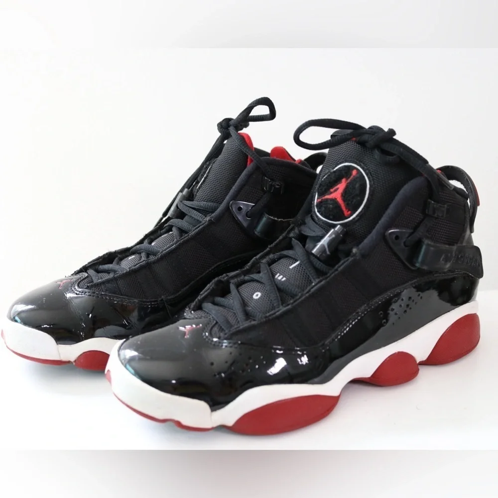 Nike Air Jordan 6 Rings GS BRED PLAYOFF BLACK RED 323419-062 Youth 6Y Womens 7.5